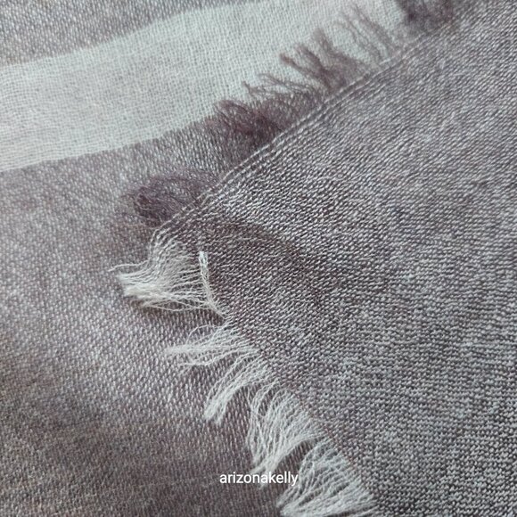 NWOT J. McLaughlin Wool & Cashmere Tissueweight Scarf Brown & Tan Stripe - Picture 5 of 13